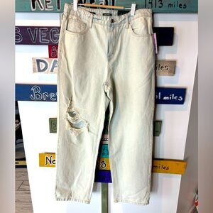 Size 12 high rise 90s relaxed straight distressed jeans. Wild Fable brand.